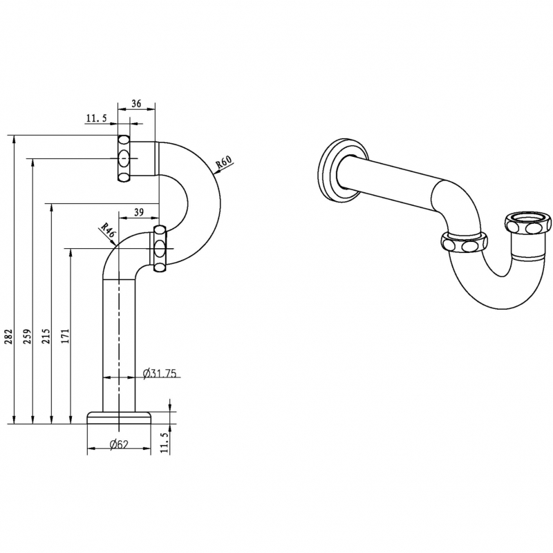 Сифон для раковины Boheme Brillante 609 Хром от магазина ЛесКонПром.ру