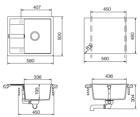 Кухонная мойка OPTIMA 45D CRISTALITE 700789 от магазина ЛесКонПром.ру