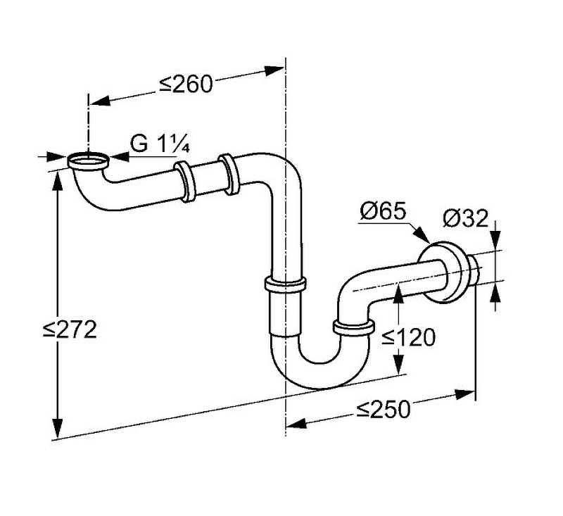 Сифон для раковины Kludi 1025505-00 Хром от магазина ЛесКонПром.ру