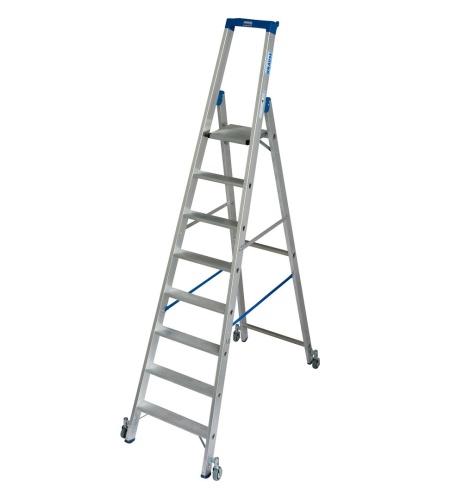 Стремянка алюминиевая Krause Stabilo с роликами 8 ступеней (арт. 124654) от магазина ЛесКонПром.ру