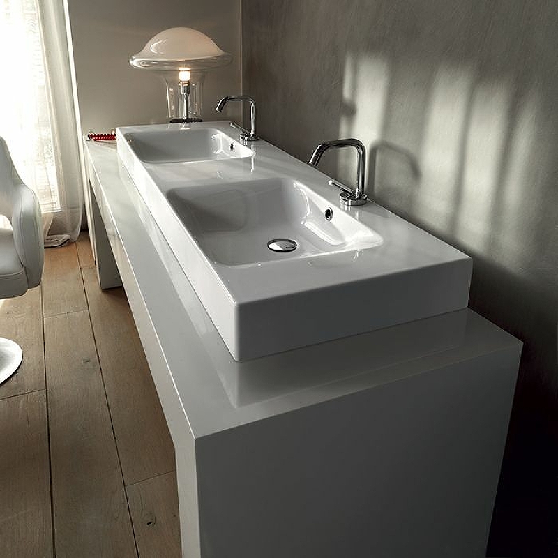 Раковина Kerasan Cento 140 353601*1 двойная Белая от магазина ЛесКонПром.ру