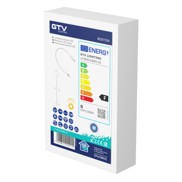 Светильник гибкий BOSTON 1Вт LED алюминий GTV от магазина ЛесКонПром.ру