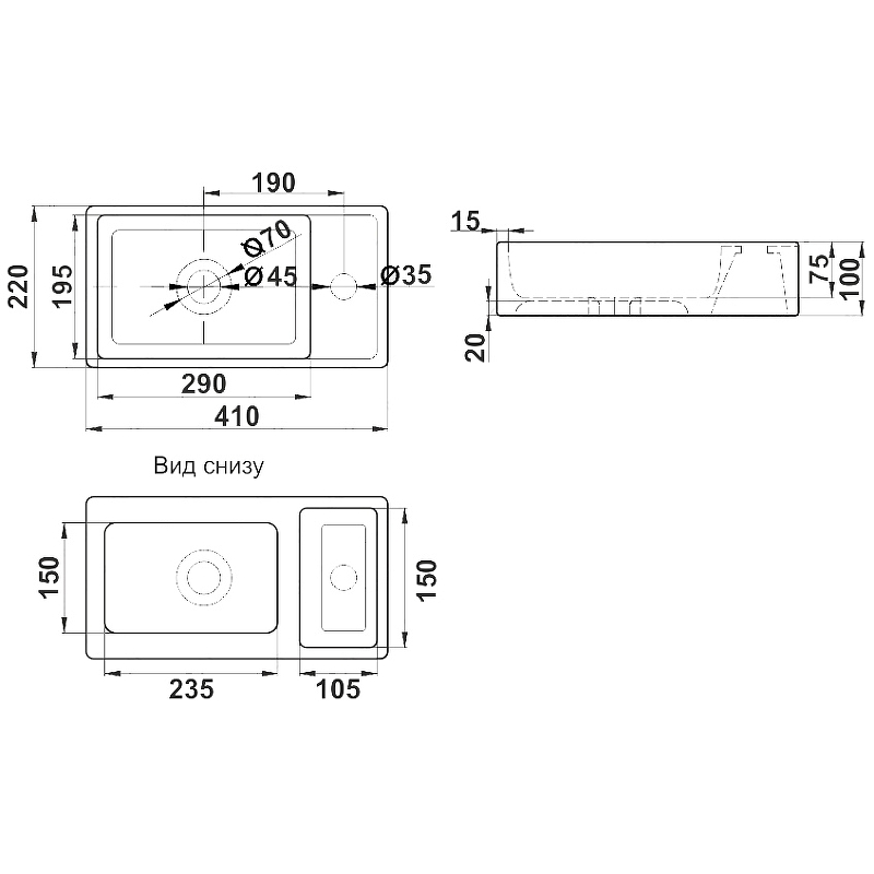 Раковина Melana 41 MLN-320351MG Серая матовая от магазина ЛесКонПром.ру