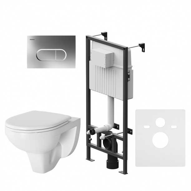 Инсталляция Damixa Jupiter с унитазом, сиденьем, кнопкой хром от магазина ЛесКонПром.ру