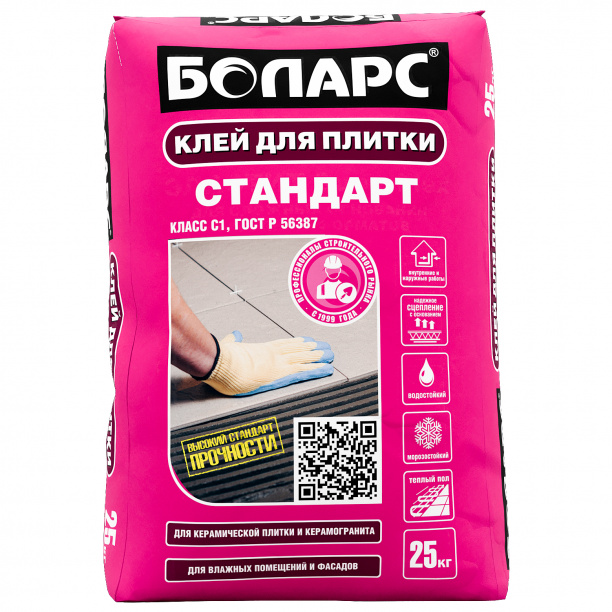 Клей для плитки БОЛАРС Стандарт 25 кг от магазина ЛесКонПром.ру
