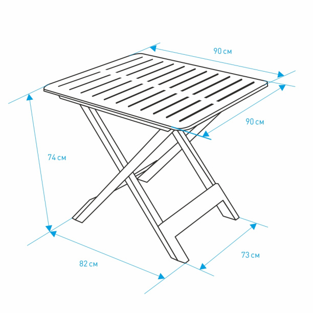 Стол садовый 90х90 см эвкалипт от магазина ЛесКонПром.ру