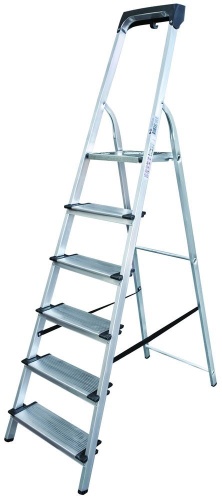 Стремянка стальная с широкой ступенью и органайзером Новая Высота 6 ступеней (арт. 1138106) от магазина ЛесКонПром.ру