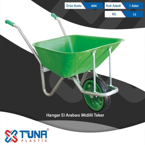 Тачка одноколесная 75л  TUNA c салатовым корытом от магазина ЛесКонПром.ру