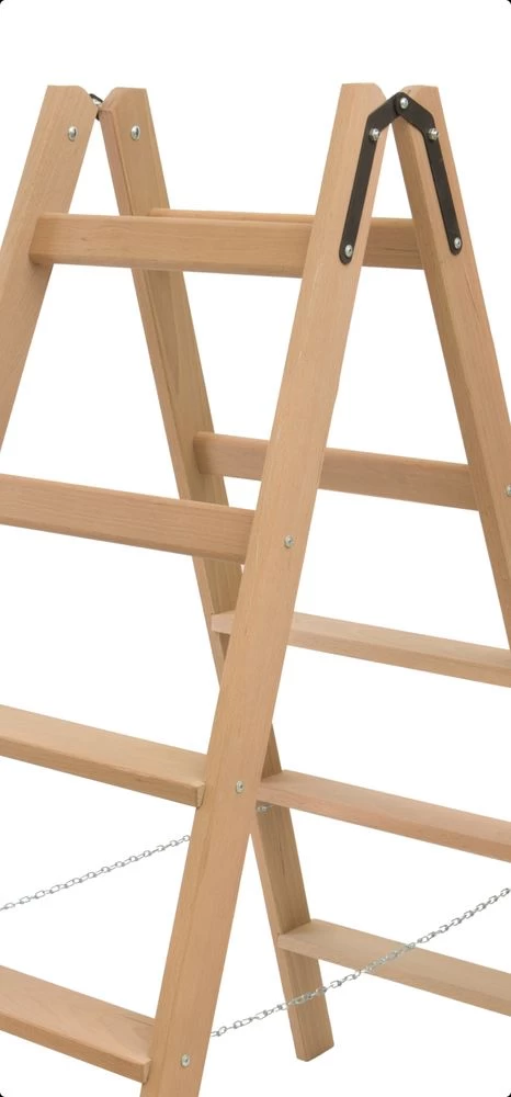 Стремянка двухсторонняя деревянная со ступенями и перекладинами Hoz-Block Альпинист 2х5 ступеней (арт. СДДА-5) от магазина ЛесКонПром.ру