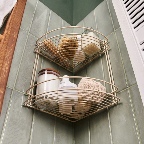 Полка сетчатая ЧМЗ NEW 2-ярусная угловая бежевая от магазина ЛесКонПром.ру