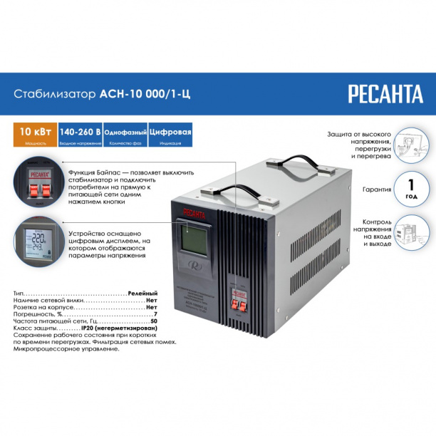 Стабилизатор Ресанта 10 кВт от магазина ЛесКонПром.ру