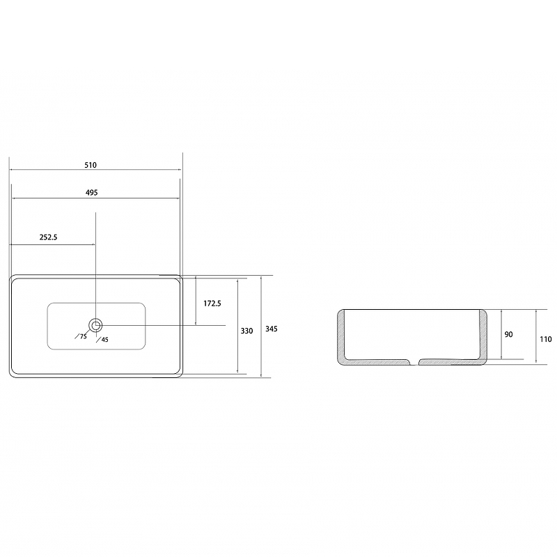 Раковина-чаша Abber Rechteck 51 AC2207MB Черная матовая от магазина ЛесКонПром.ру