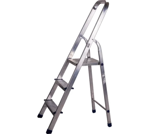 Стремянка алюминиевая с алюминиевыми ступенями STAIRS ЛАЙТ 3 ступени (арт. AST 03) от магазина ЛесКонПром.ру