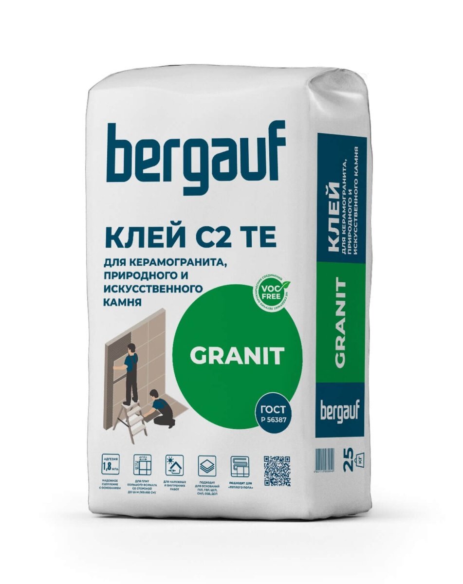 Клей для керамогранита и природного камня Bergauf Granit 25 кг от магазина ЛесКонПром.ру