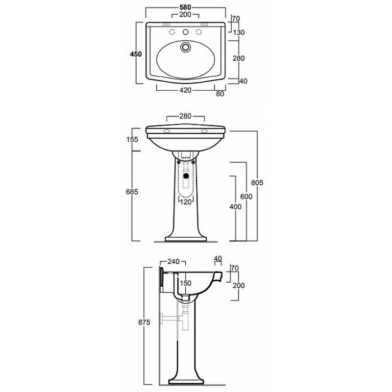 Раковина Simas Londra 58 LO914bi*1 Белая от магазина ЛесКонПром.ру