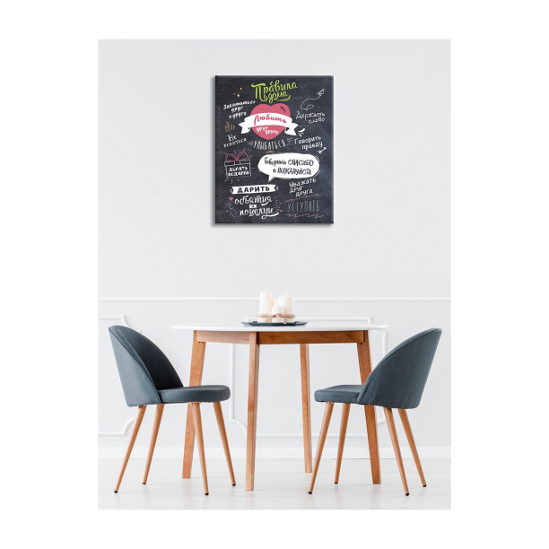Канвас Правила Дома черный 40х50 см от магазина ЛесКонПром.ру