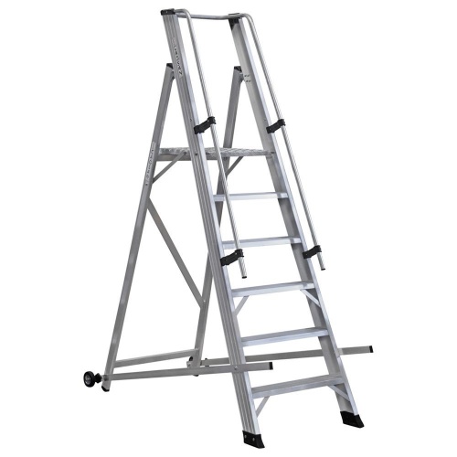 Складская профессиональная алюминиевая стремянка 6 ступеней CAGSAN арт.VE5 от магазина ЛесКонПром.ру