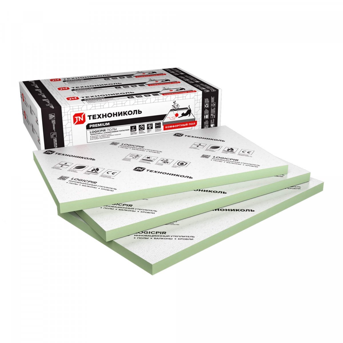 Плита теплоизоляционная LOGICPIR Полы ФЛ/ФЛ Г4 1200х600х20 мм от магазина ЛесКонПром.ру