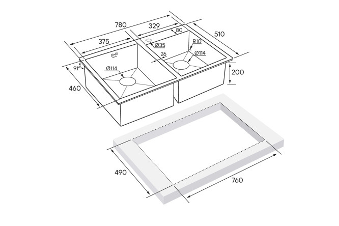 Мойка врезная PAULMARK Helfet 80530290 от магазина ЛесКонПром.ру