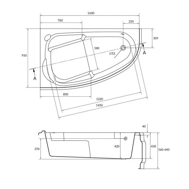 Акриловая ванна Cersanit Joanna 160х95 см левая от магазина ЛесКонПром.ру