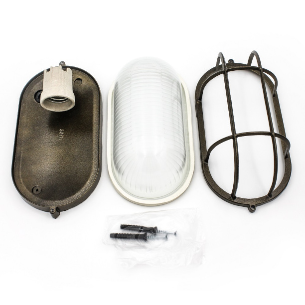 Светильник Свет Овал 1х60 Вт Е27 решетка IP54 бронза от магазина ЛесКонПром.ру