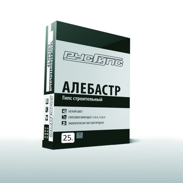 Гипс строительный Русгипс Алебастр Г-6 25 кг от магазина ЛесКонПром.ру