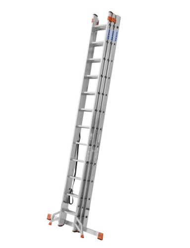 Лестница алюминиевая трехсекционая с допфункцией KRAUSE TRIBILO Trigon 3х12 от магазина ЛесКонПром.ру