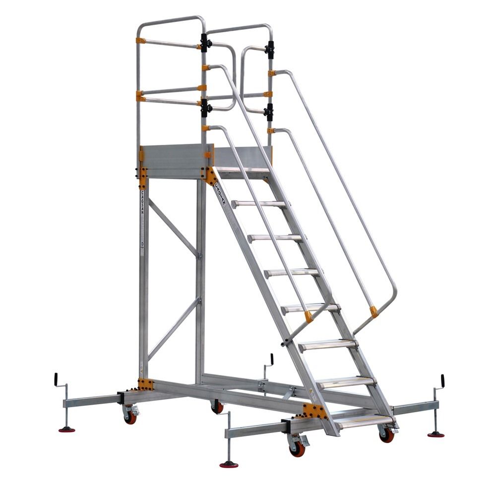 Алюминиевая промышленная платформа 8 ступеней CAGSAN односторонняя со стабилизаторами (арт.EPL2000) от магазина ЛесКонПром.ру