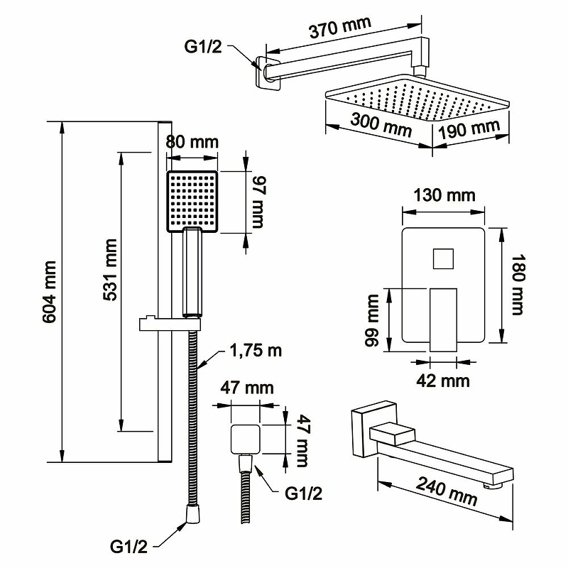 Душевая система Swedbe Platta 5545 Хром от магазина ЛесКонПром.ру