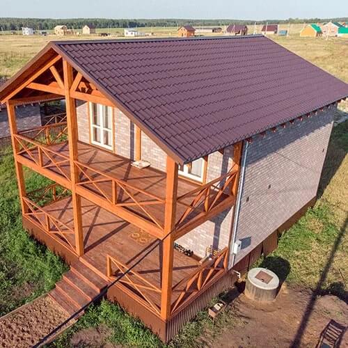 Фасадная плитка ТЕХНОНИКОЛЬ Hauberk Мраморный Кирпич от магазина ЛесКонПром.ру