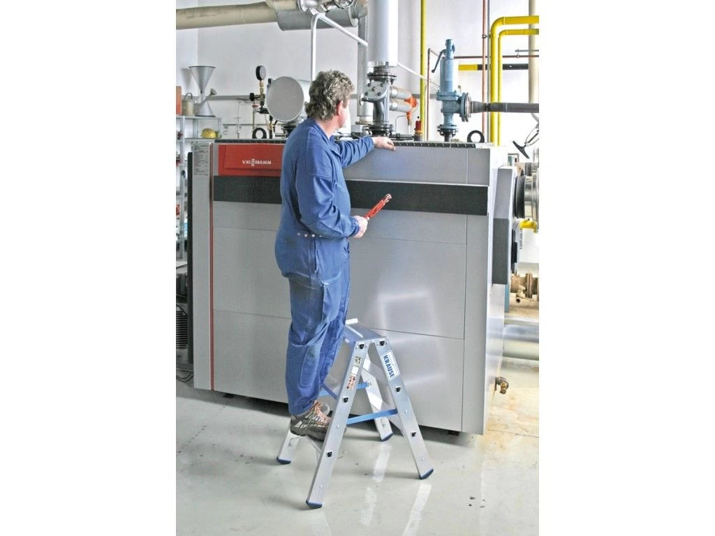 Стремянка алюминиевая двухсторонняя Krause Stabilo с роликами 2х3 ступени (арт. 124814) от магазина ЛесКонПром.ру