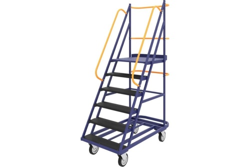 Лестница передвижная, шесть ступеней ЛС 6 670х1390х2150 RUSKLAD с колесами от магазина ЛесКонПром.ру