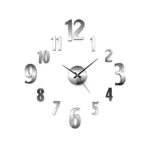 Часы-наклейки d60 см серебристый металлик от магазина ЛесКонПром.ру