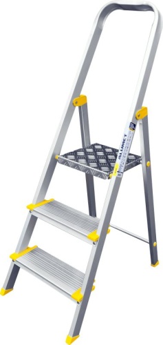 Стремянка алюминиевая анодированная профессиональная с широкой ступенью Алюмет 3 ступени (арт. АS 703) от магазина ЛесКонПром.ру