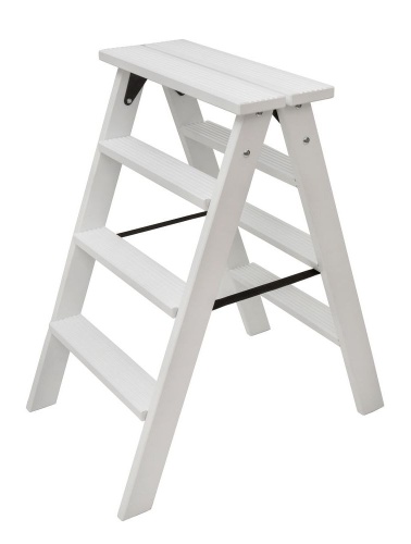 Стремянка двухсторонняя деревянная Hoz-Block Марк 4 ступени Белая (арт. ДДС-4Б) от магазина ЛесКонПром.ру