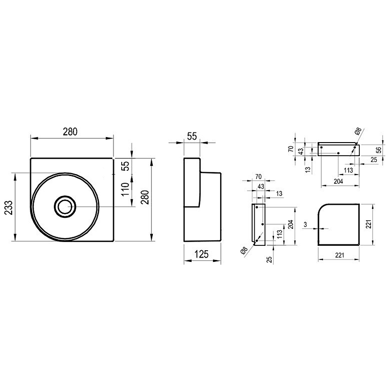Раковина Ravak Yard 28 C XJX01028000 угловая Белая от магазина ЛесКонПром.ру