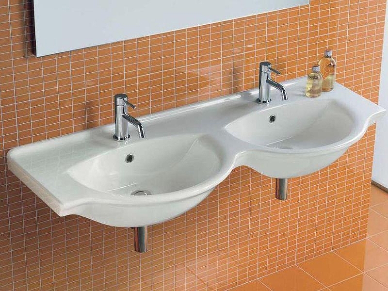 Раковина Hatria Sophie 125 Y0Q501 двойная Белая от магазина ЛесКонПром.ру