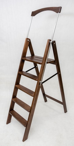 Стремянка деревянная Hoz-Block Серж 5 ступеней Венге (арт. СДР-5В) от магазина ЛесКонПром.ру