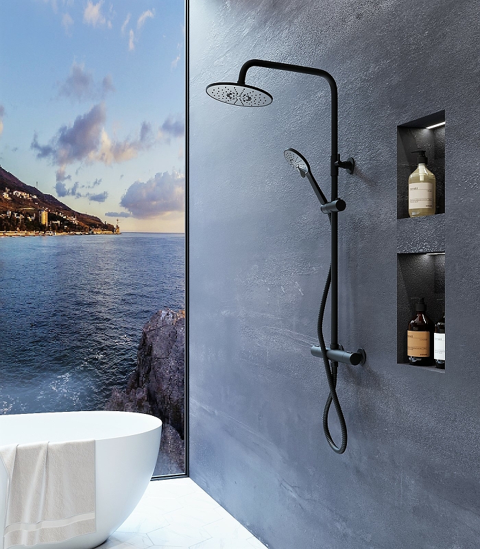 Душевая система Agger Thermo A2451244 Черная от магазина ЛесКонПром.ру