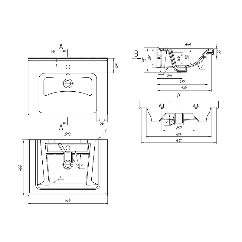 Раковина Dreja Harmonia 65 640214 Белая от магазина ЛесКонПром.ру