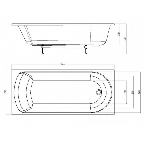 Акриловая ванна AQUATEK Ника 160х75 см от магазина ЛесКонПром.ру