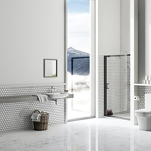 Душевая дверь FLUMEN Sangro 140х195 см черный профиль от магазина ЛесКонПром.ру