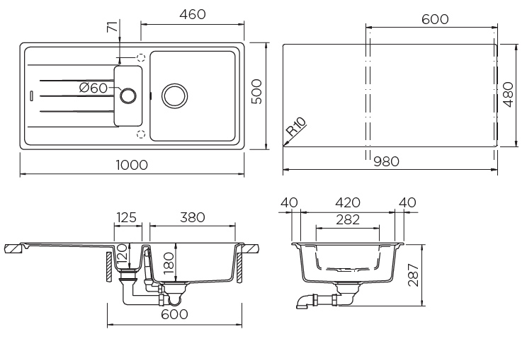 Кухонная мойка ELEMENT 60D CRISTALITE 700949 SCHOCK от магазина ЛесКонПром.ру