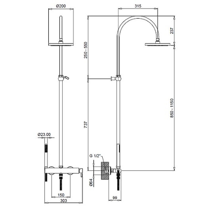 Душевая система Margaroli Moderna RU2006AA01CR Хром от магазина ЛесКонПром.ру