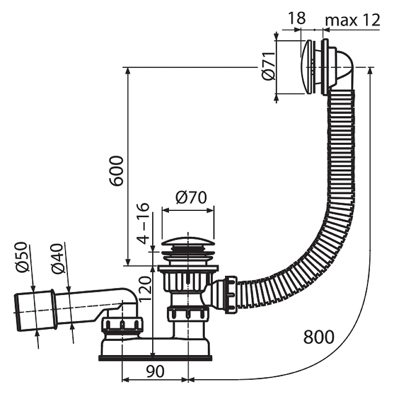 Слив-перелив Ravak X01472 click-clack Хром от магазина ЛесКонПром.ру