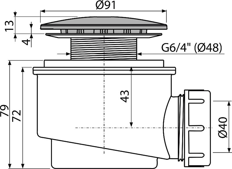 Сифон для душевого поддона Alcaplast A47CR-60 Хром от магазина ЛесКонПром.ру