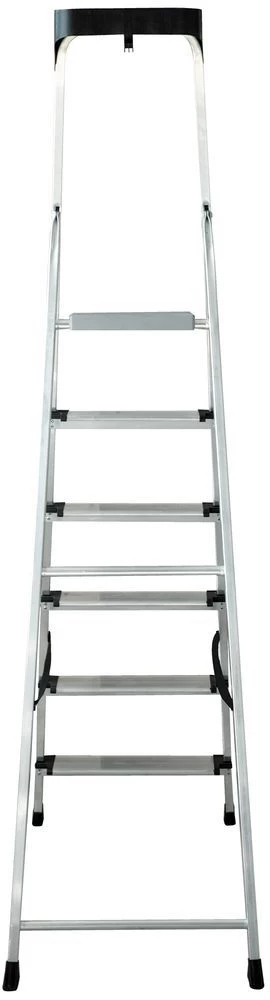 Стремянка алюминиевая с широкой ступенью и органайзером Новая Высота 6 ступеней (арт. 2118106) от магазина ЛесКонПром.ру