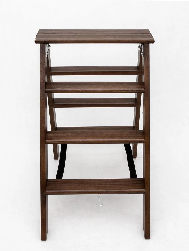 Стремянка двухсторонняя деревянная Hoz-Block Марк 4 ступени Венге (арт. ДДС-4В) от магазина ЛесКонПром.ру