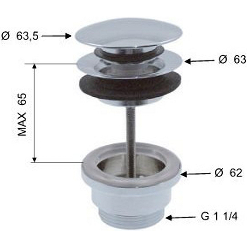 Донный клапан Remer 905CCR114 click-clack Хром от магазина ЛесКонПром.ру