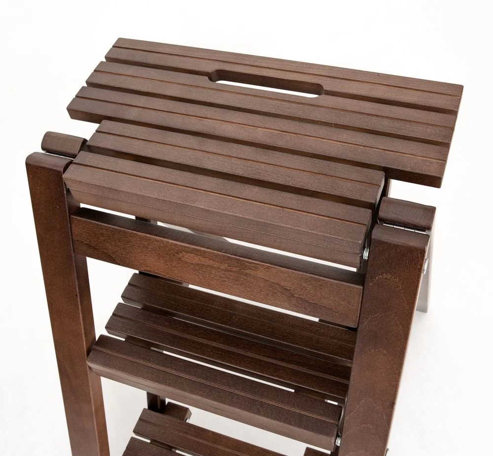 Стремянка-табурет деревянная с широкими ступенями Hoz-Block Микки 3 ступени Венге (арт. СДМТ-3В) от магазина ЛесКонПром.ру